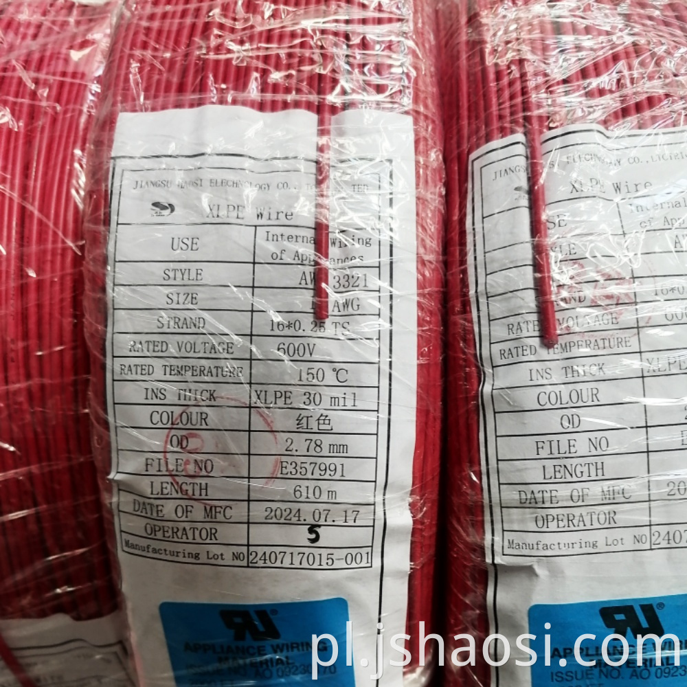 XLPE WIRE UL3321 18# RED